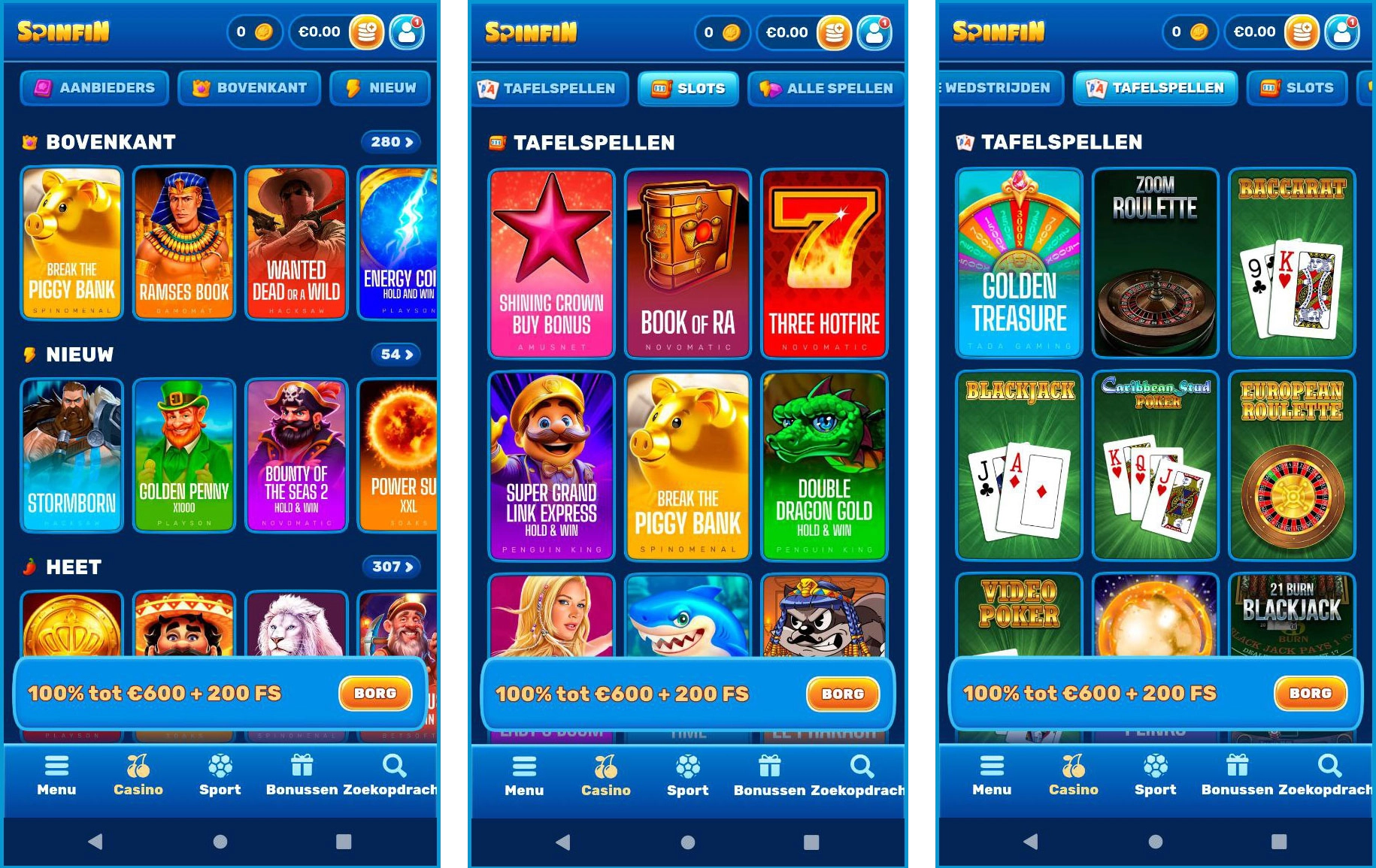 Alle gokkasten van Spinfin Casino